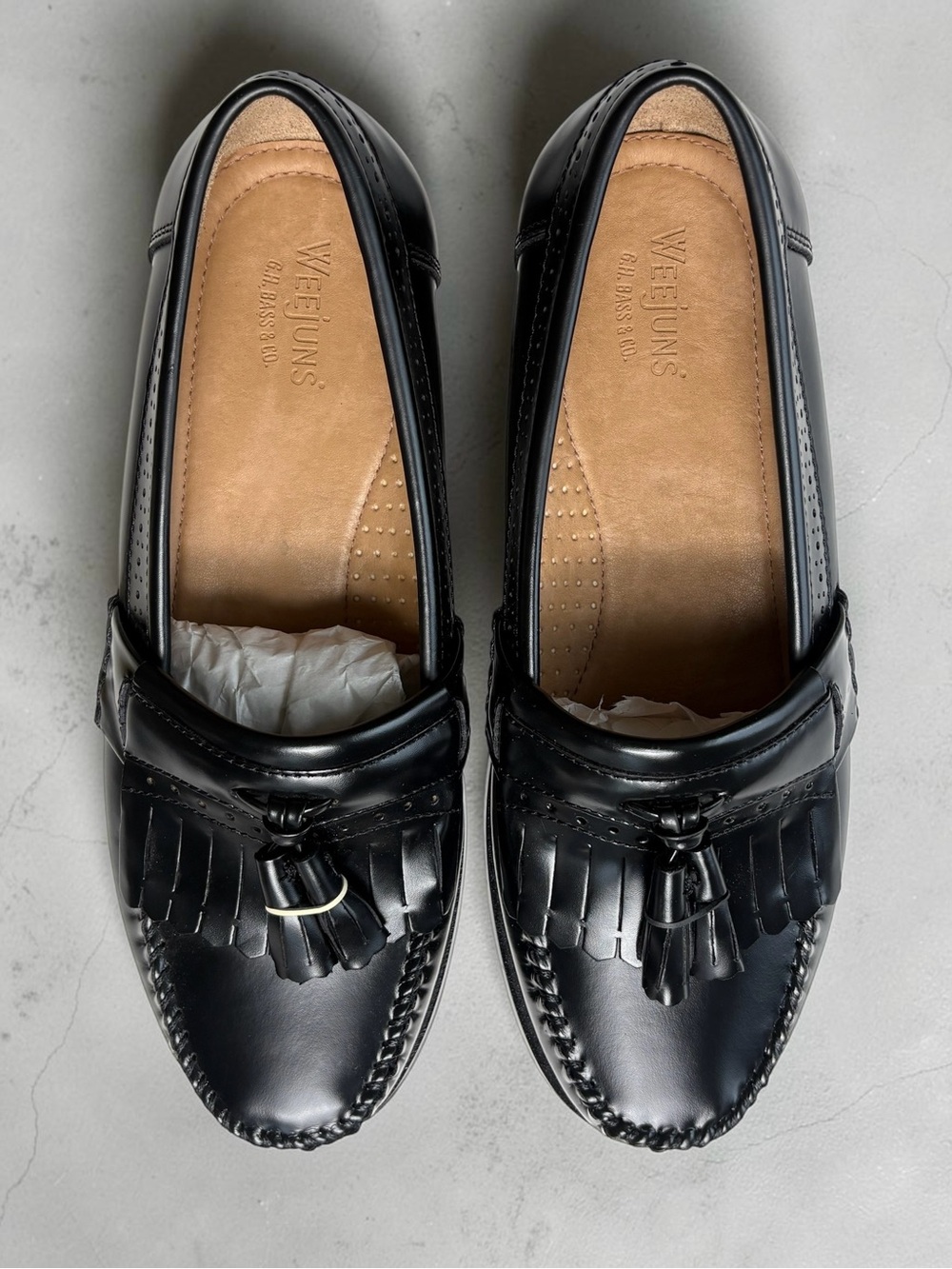 G.H. Bass Men’s 9EE Wide Weejuns Kiltie Tassel Leather Loafers Black - Picture 3 of 10